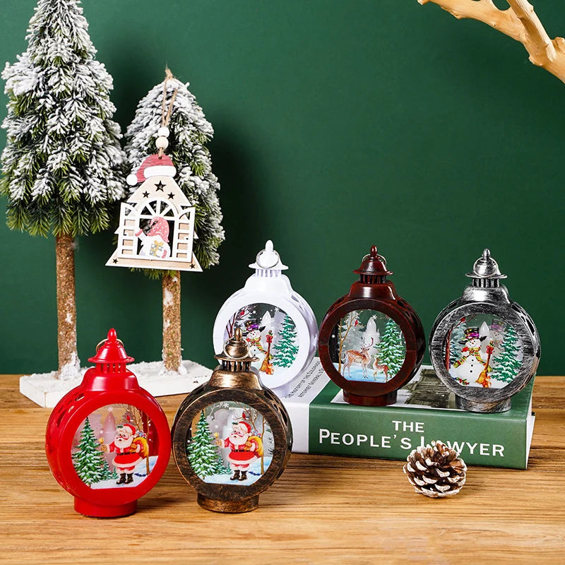 Christmas Lantern Nostalgic Deer Scene Soft LED
