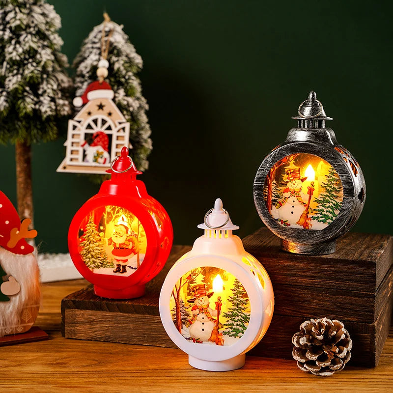 Christmas Lantern Nostalgic Deer Scene Soft LED