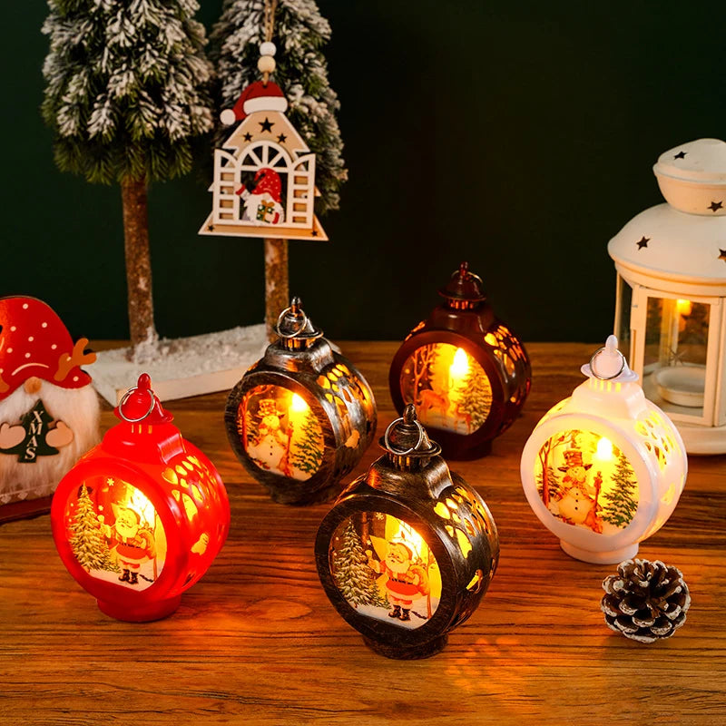 Christmas Lantern Nostalgic Deer Scene Soft LED