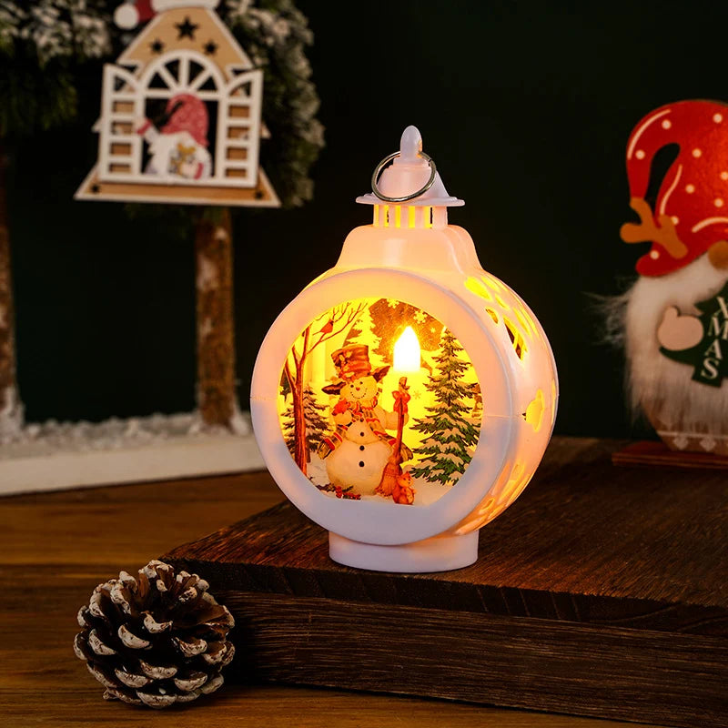 Christmas Lantern Nostalgic Deer Scene Soft LED