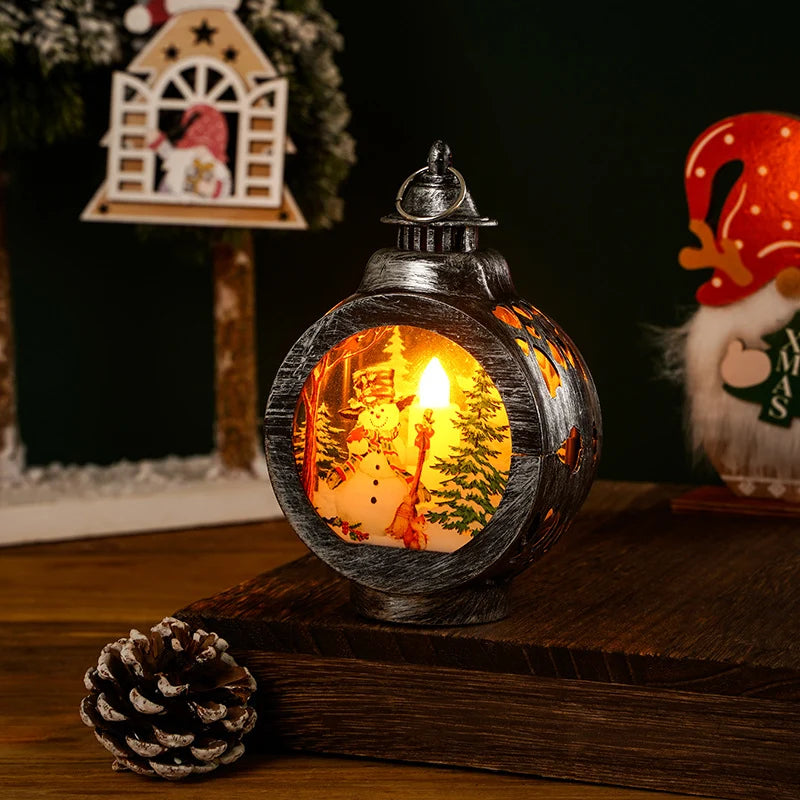 Christmas Lantern Nostalgic Deer Scene Soft LED