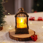 Christmas Lantern Nostalgic Santa Motif Warm Internal Lighting Portable Handle