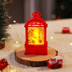 Christmas Lantern Nostalgic Santa Motif Warm Internal Lighting Portable Handle
