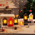 Christmas Lantern Nostalgic Santa Motif Warm Internal Lighting Portable Handle