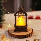 Christmas Lantern Nostalgic Santa Motif Warm Internal Lighting Portable Handle