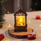 Christmas Lantern Nostalgic Santa Motif Warm Internal Lighting Portable Handle