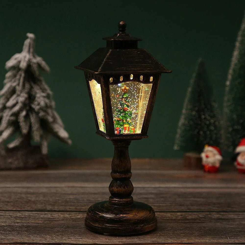 Christmas Lantern Santa Figurine Warm Glow Indoor & Outdoor