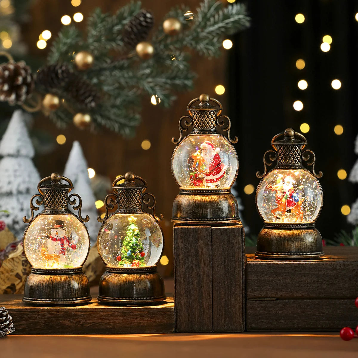 Christmas Lantern Santa Globe LED