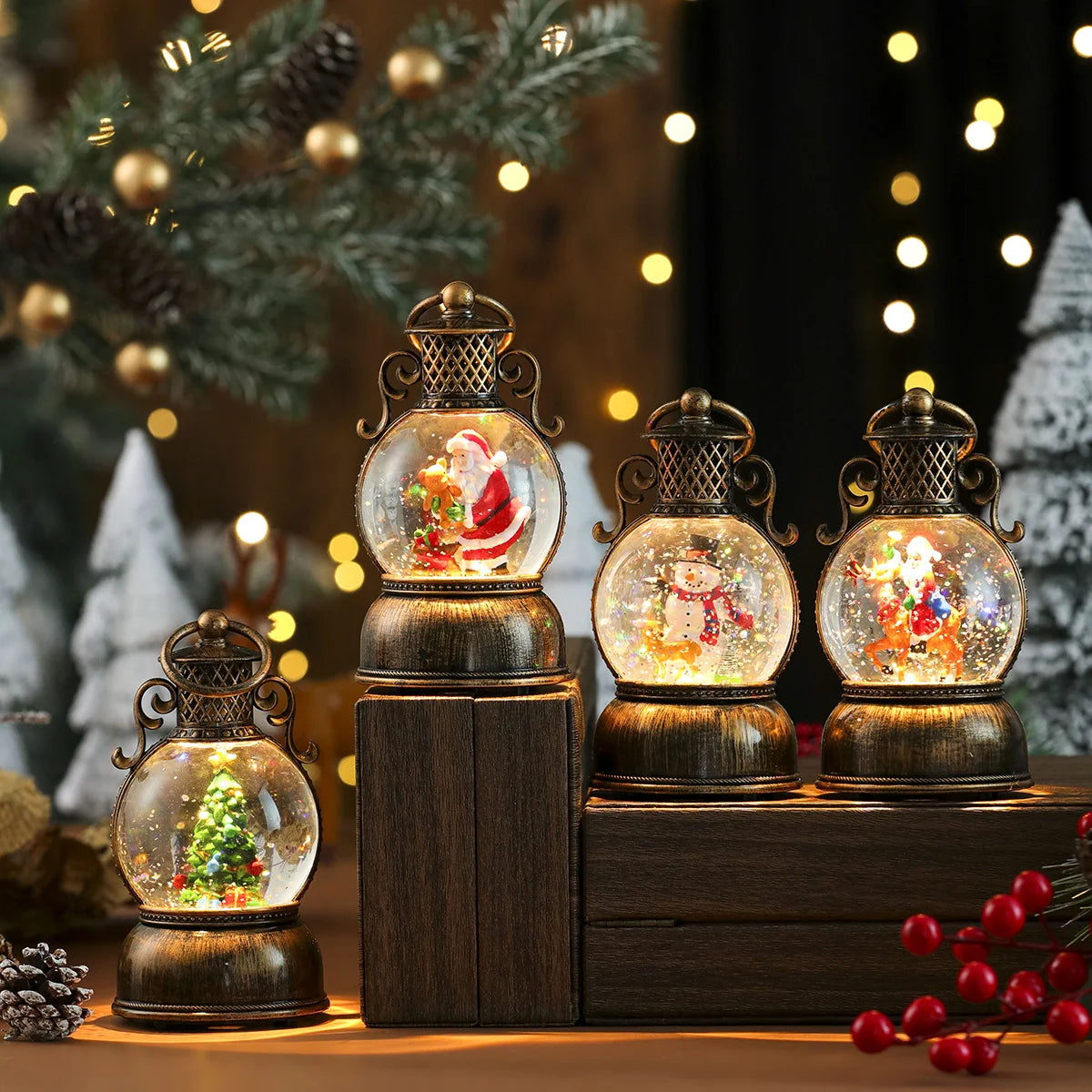 Christmas Lantern Santa Globe LED