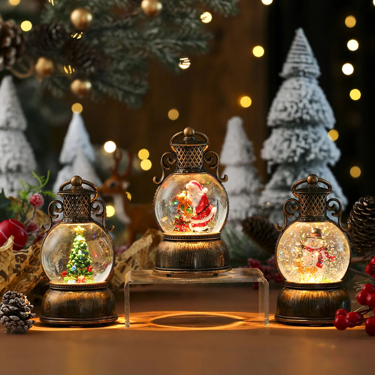 Christmas Lantern Santa Globe LED
