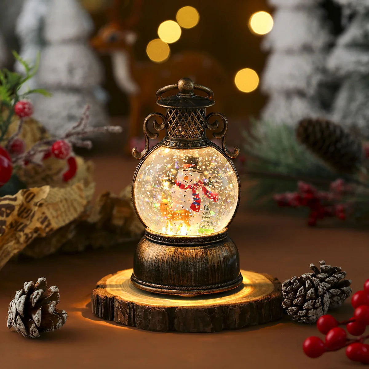 Christmas Lantern Santa Globe LED