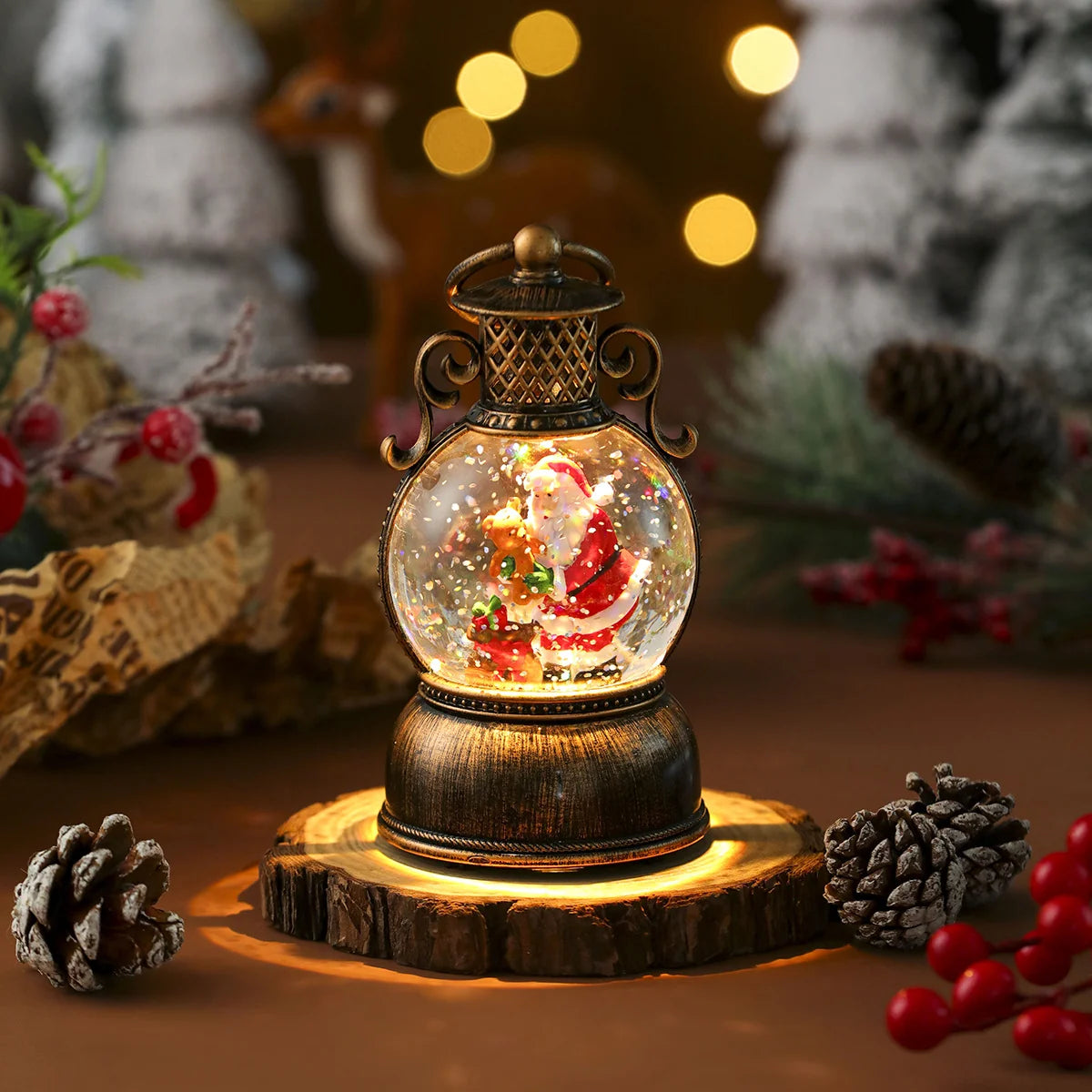 Christmas Lantern Santa Globe LED
