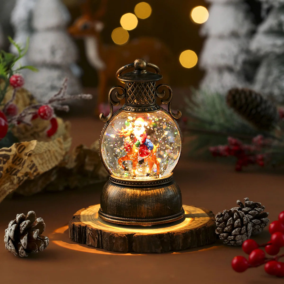 Christmas Lantern Santa Globe LED