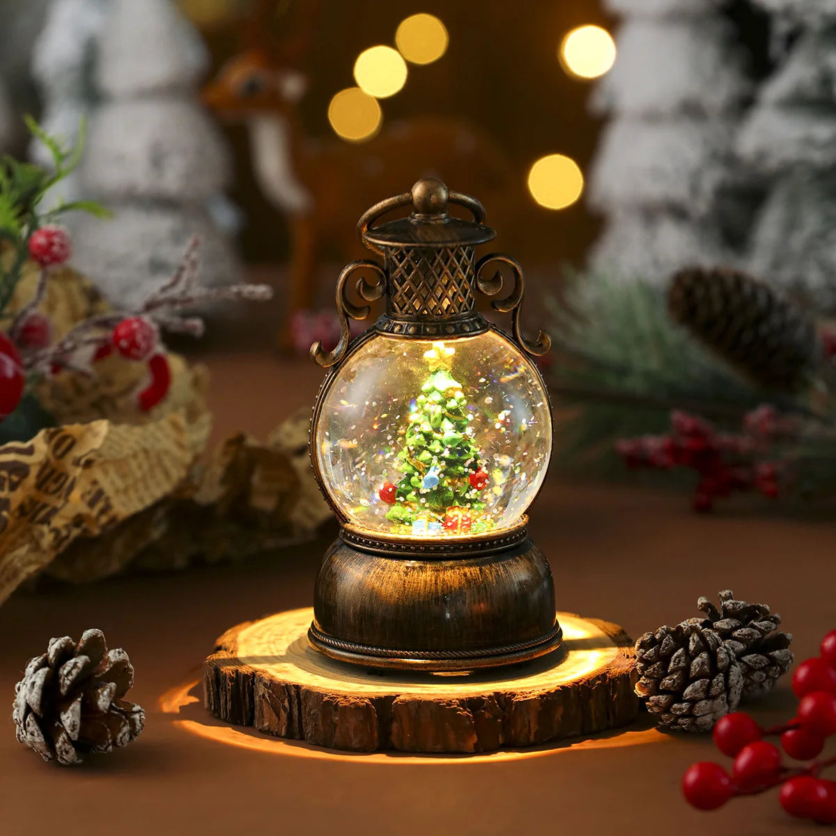 Christmas Lantern Santa Globe LED