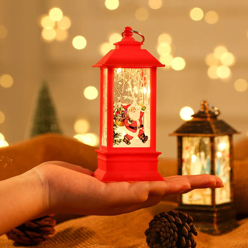 Christmas Lantern Santa Motif Warm Ambient Glow