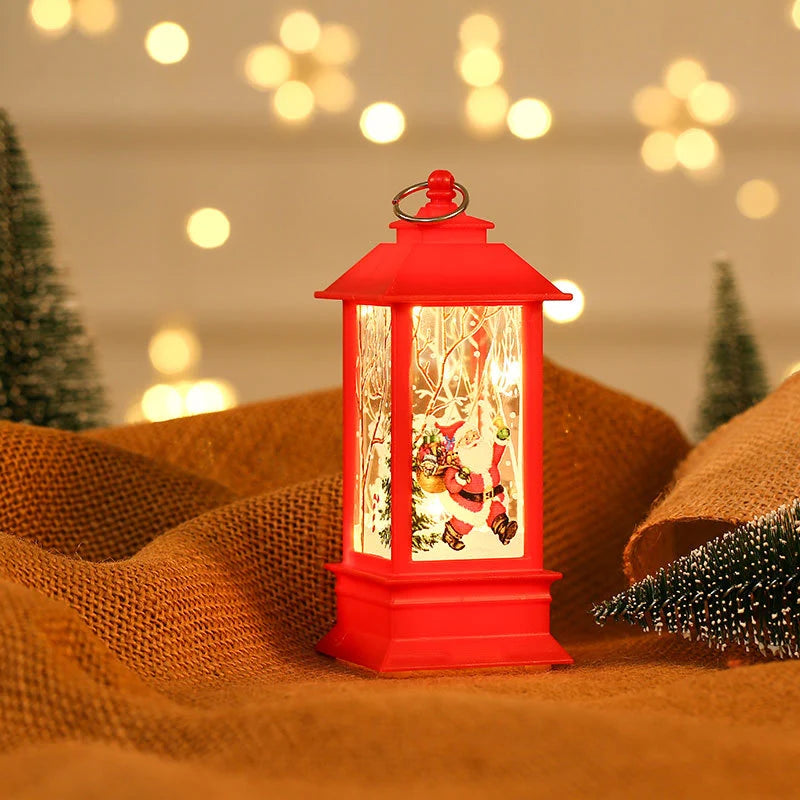 Christmas Lantern Santa Motif Warm Ambient Glow