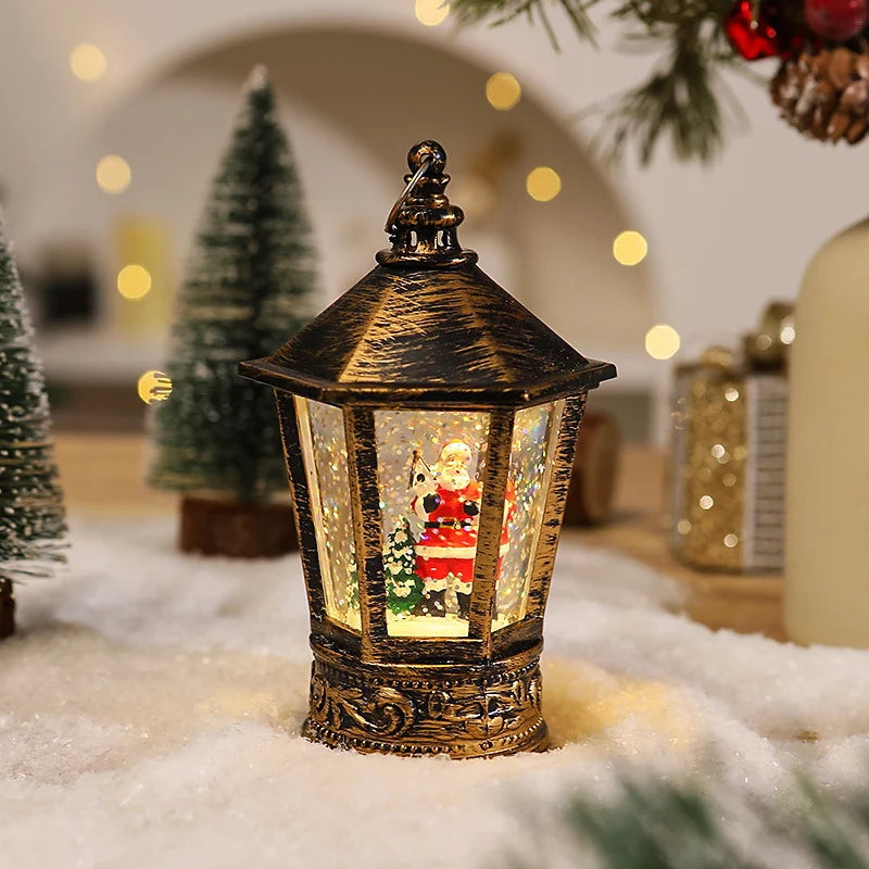 Christmas Lantern Santa Motif Warm LED Hanging Hook