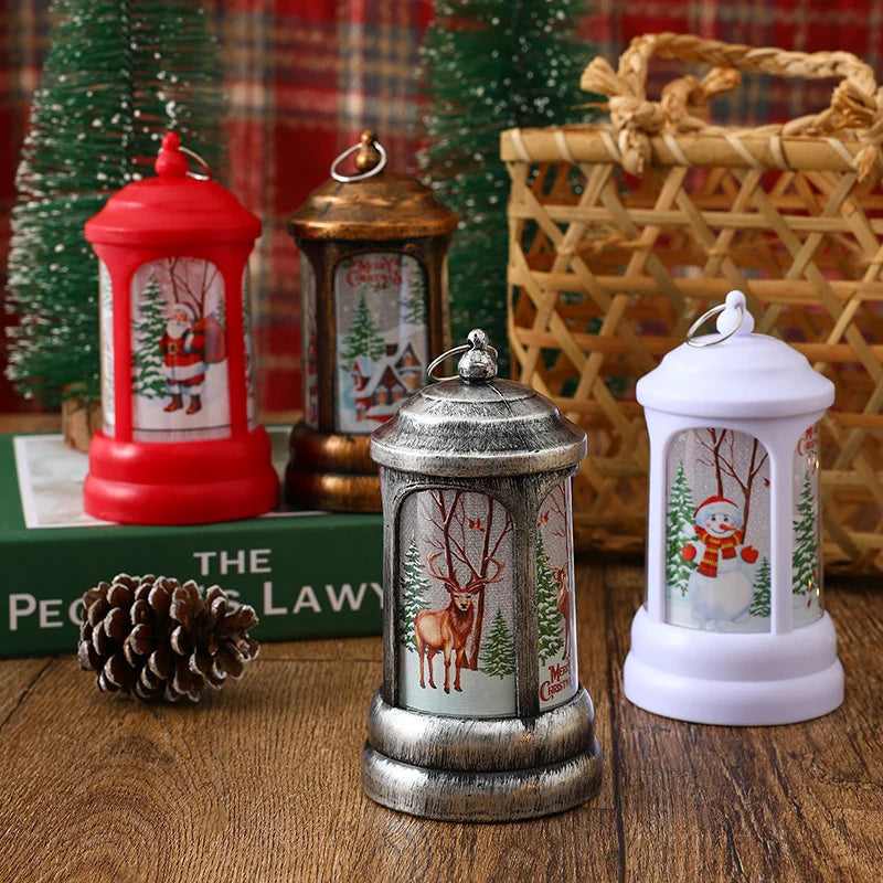 Christmas Lantern Santa Motif Warm LED Hanging Hook