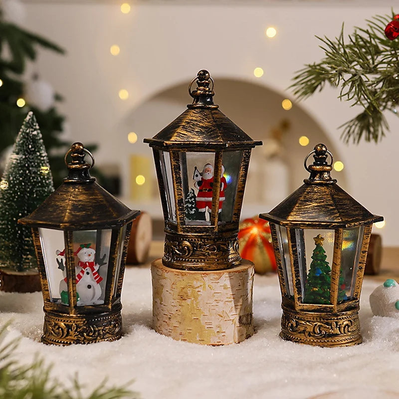 Christmas Lantern Santa Motif Warm LED Hanging Hook