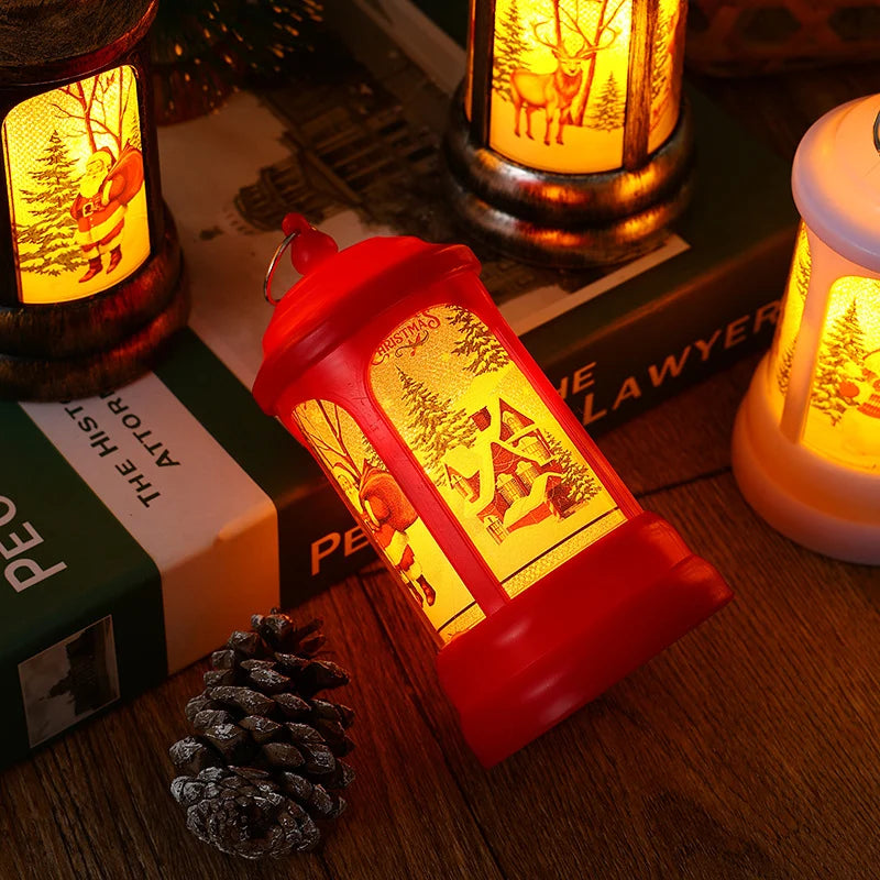 Christmas Lantern Santa Motif Warm LED Hanging Hook