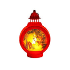 Christmas Lantern Santa Scene Metal & Glass Warm Glow