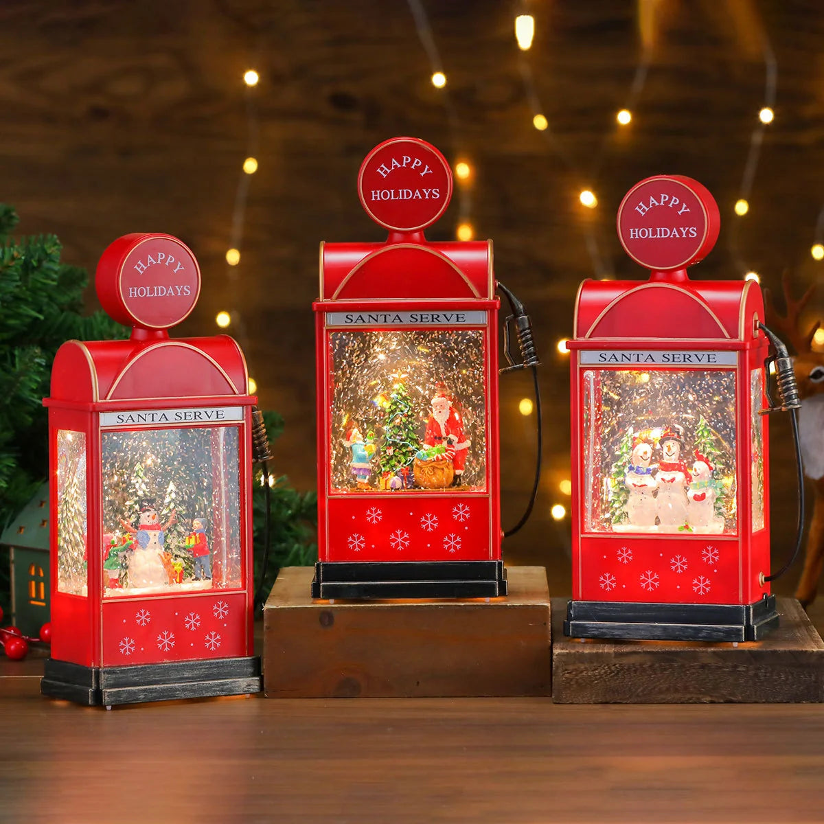 Christmas Lantern Santa Scene Soft LED Battery Operated