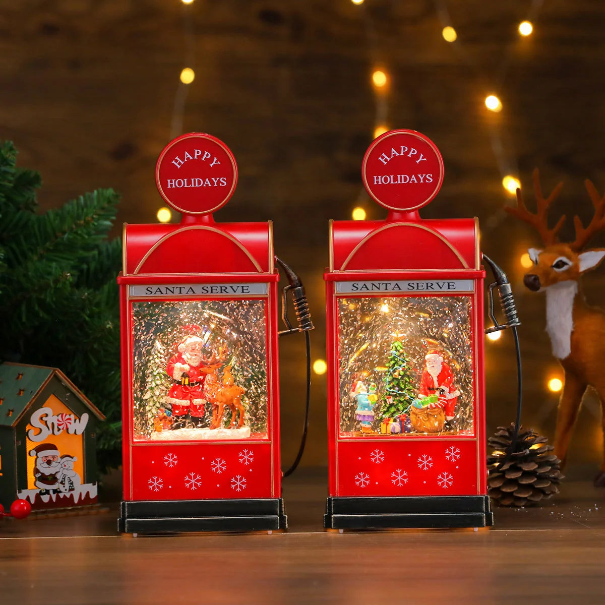 Christmas Lantern Santa Scene Soft LED Battery Operated