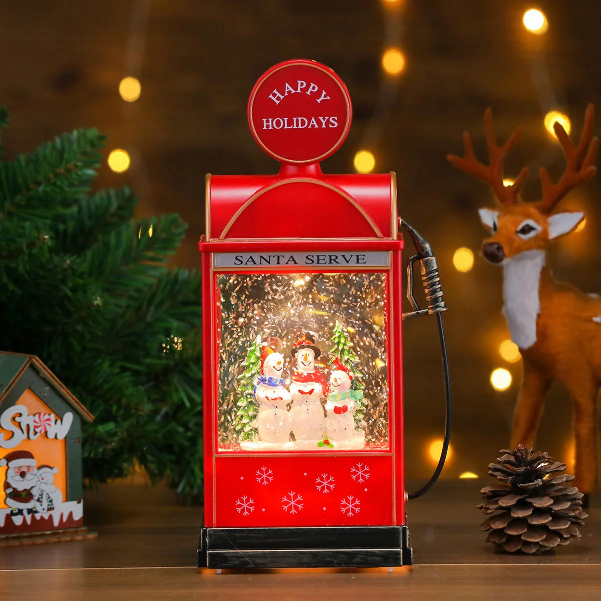 Christmas Lantern Santa Scene Soft LED Battery Operated