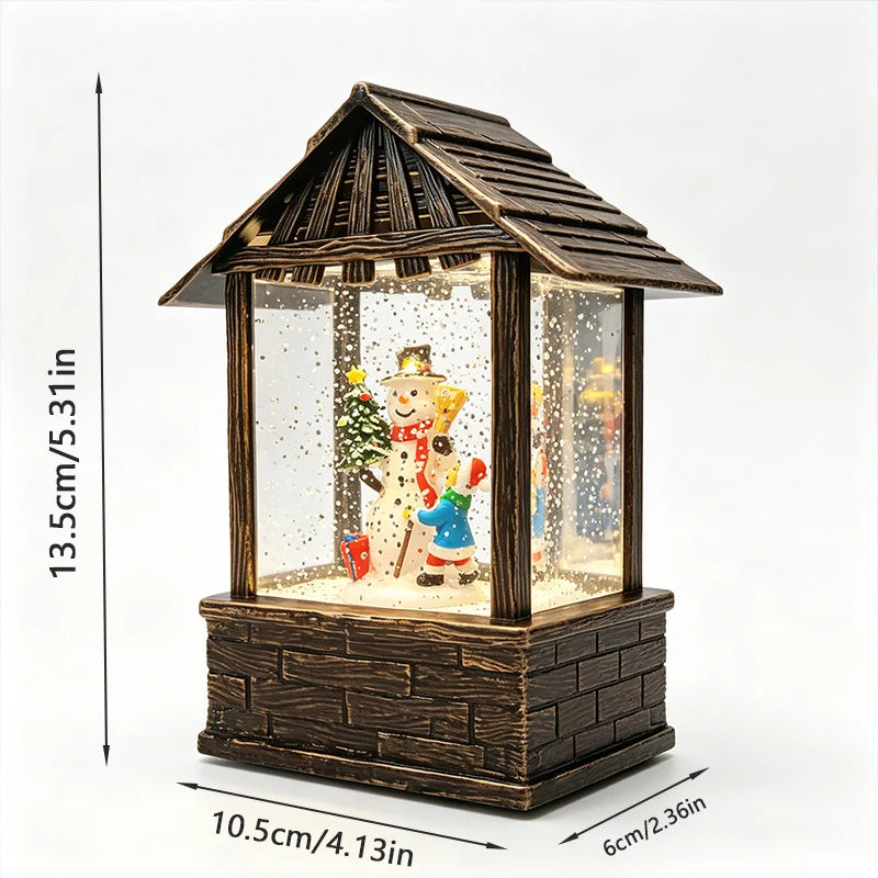 Christmas Lantern Snow Globe Built-In LED Battery-Free