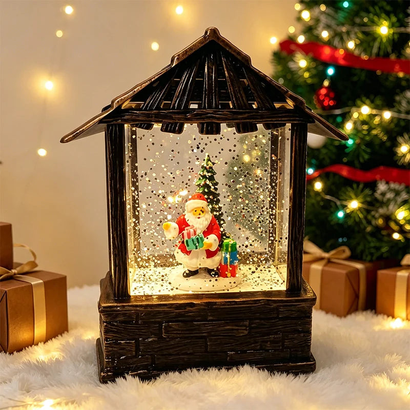 Christmas Lantern Snow Globe Built-In LED Battery-Free