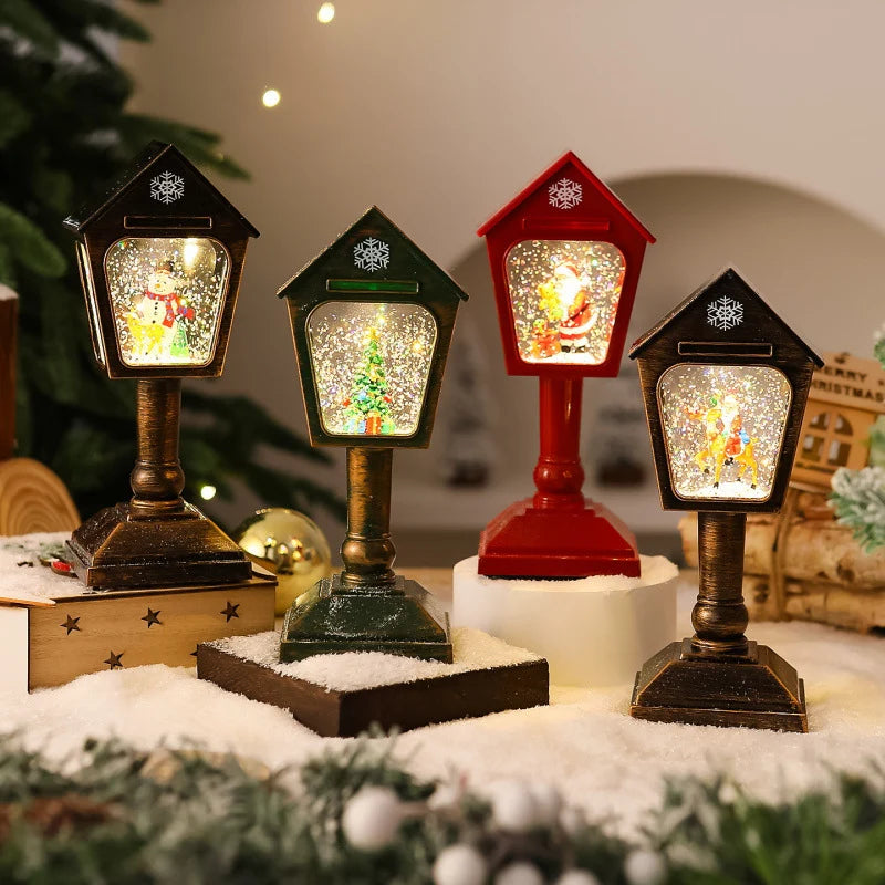 Christmas Lantern Snow Globe Effect & Warm White LED