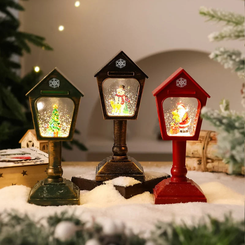 Christmas Lantern Snow Globe Effect & Warm White LED
