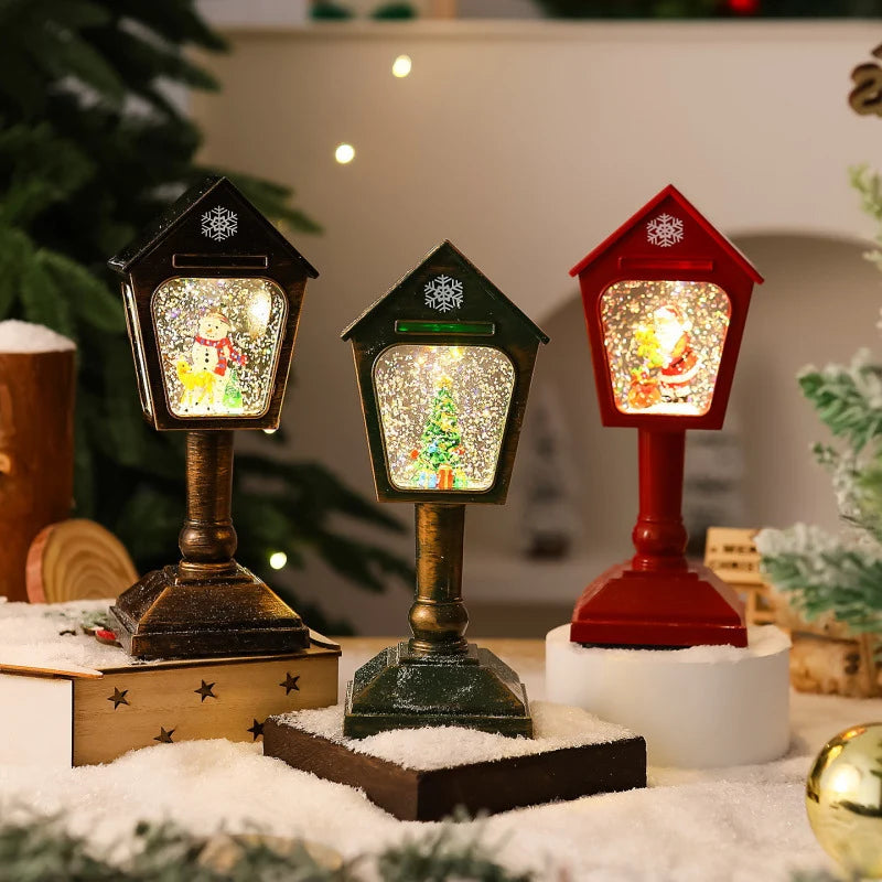 Christmas Lantern Snow Globe Effect & Warm White LED
