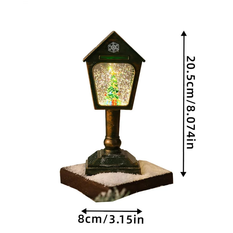 Christmas Lantern Snow Globe Effect & Warm White LED
