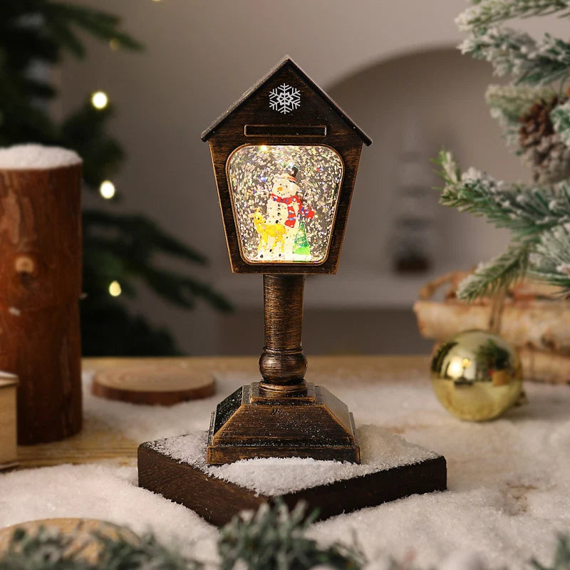 Christmas Lantern Snow Globe Effect & Warm White LED