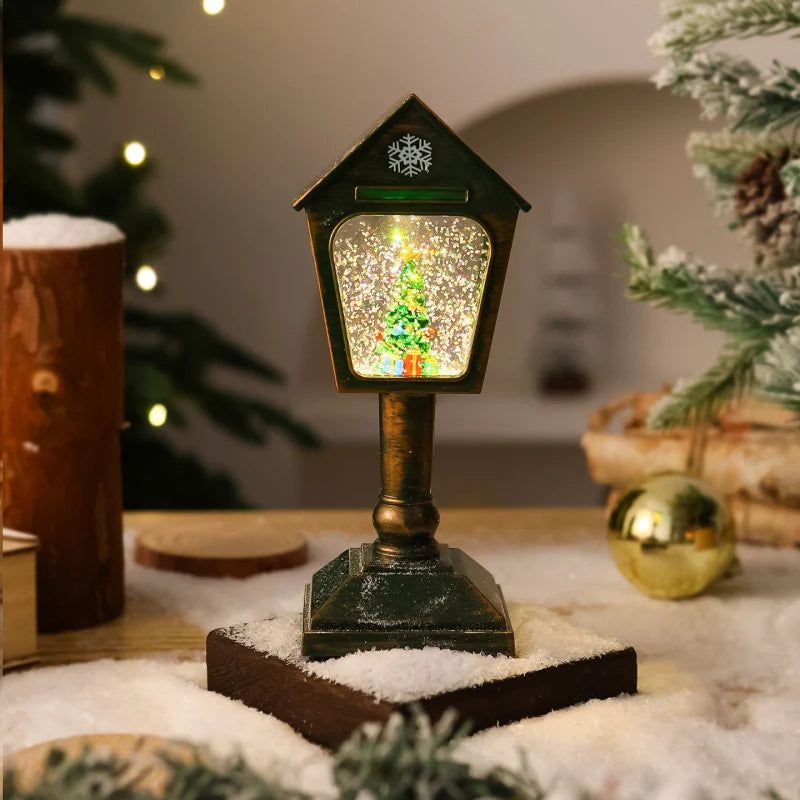 Christmas Lantern Snow Globe Effect & Warm White LED