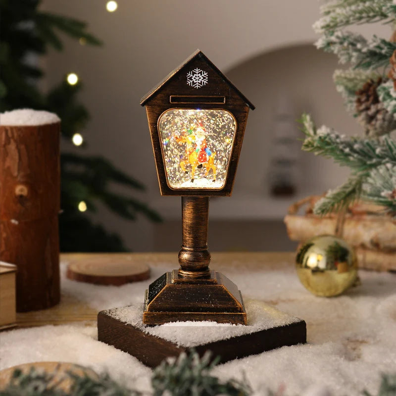 Christmas Lantern Snow Globe Effect & Warm White LED