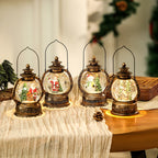 Christmas Lantern Snow Globe Metal & Glass LED