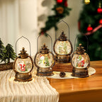 Christmas Lantern Snow Globe Metal & Glass LED