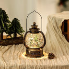 Christmas Lantern Snow Globe Metal & Glass LED
