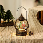 Christmas Lantern Snow Globe Metal & Glass LED