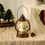 Christmas Lantern Snow Globe Metal & Glass LED
