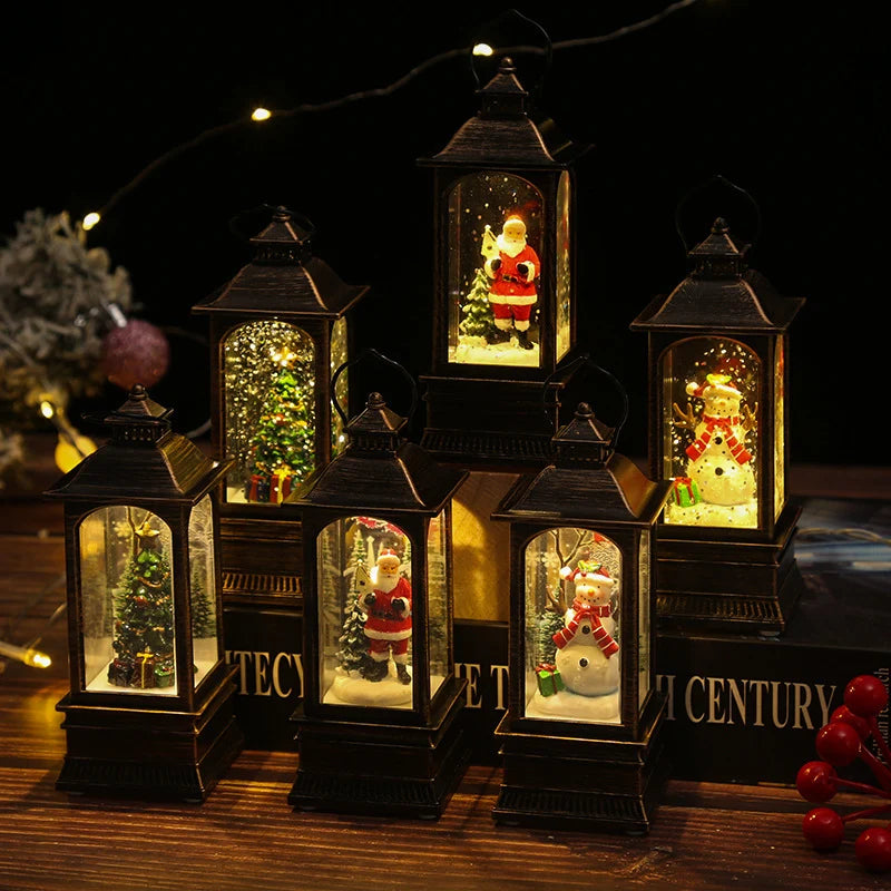 Christmas Lantern Snowman Scene Warm LED