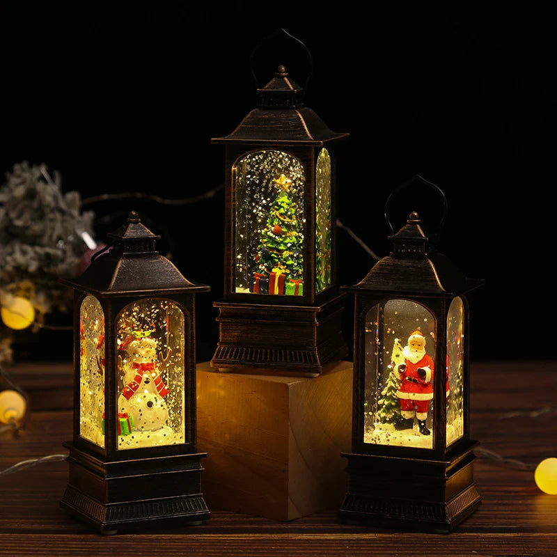 Christmas Lantern Snowman Scene Warm LED