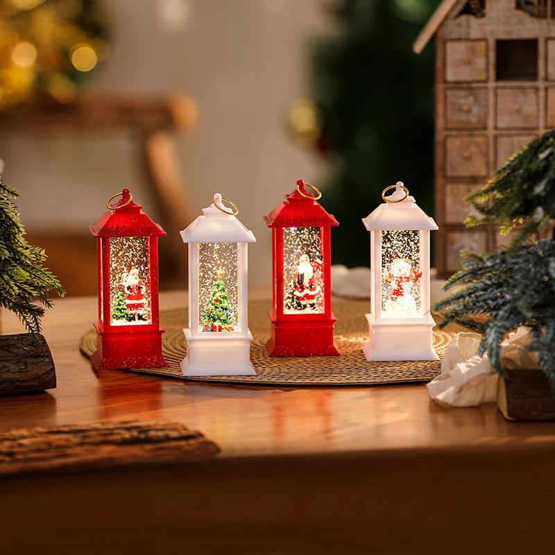 Christmas Lantern Soft Glow Cordless Snowman Scene