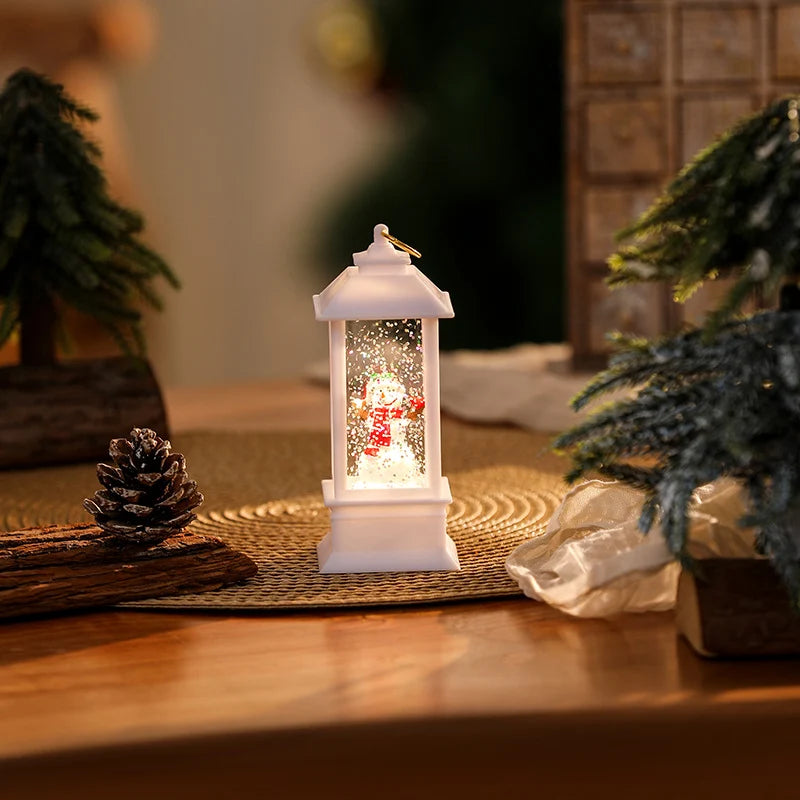 Christmas Lantern Soft Glow Cordless Snowman Scene