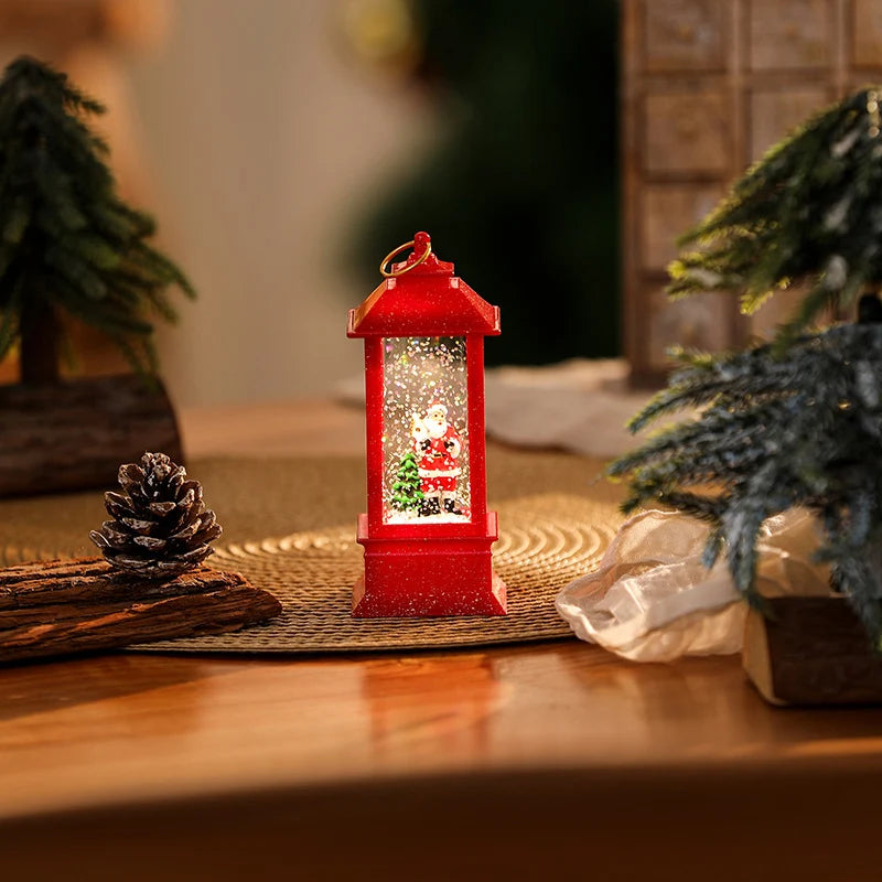 Christmas Lantern Soft Glow Cordless Snowman Scene