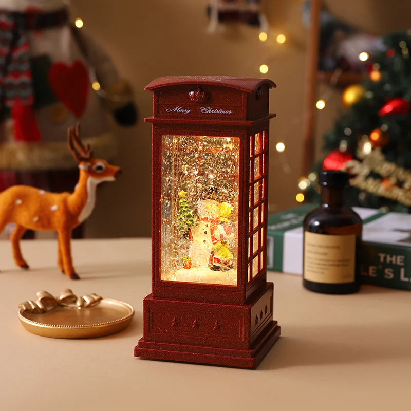 Christmas Lantern Soft LED Santa & Snow Scene Indoor Outdoor