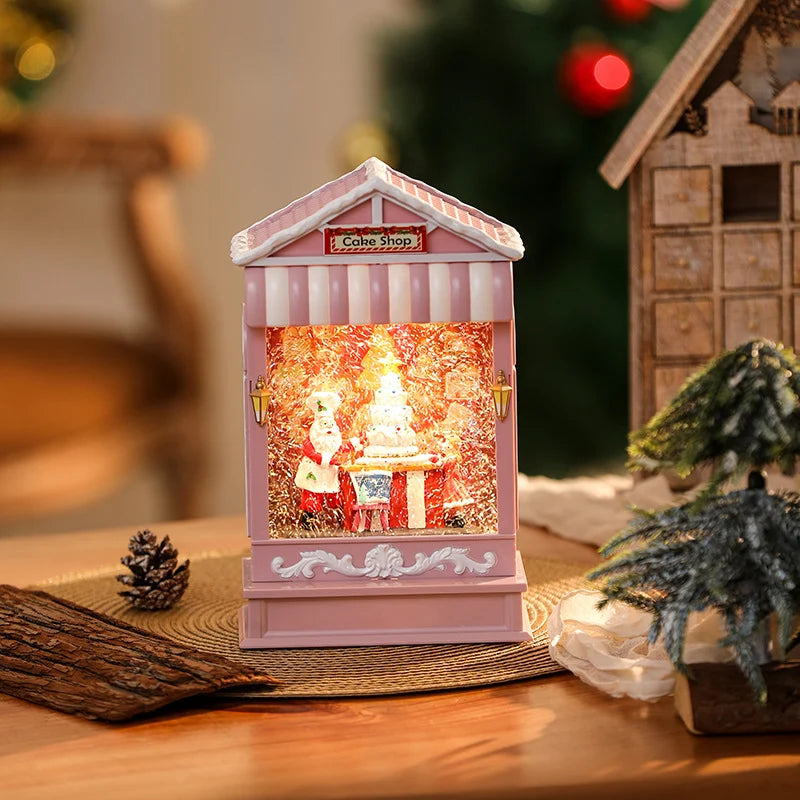 Christmas Lantern Soft LED Santa & Snow Scene Indoor Outdoor