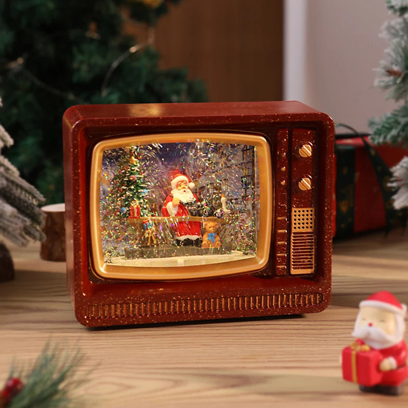 Christmas Lantern Soft LED Santa & Snow Scene Indoor Outdoor